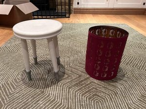 Photo of free Small stool and IKEA lampshade (Turton BL7)