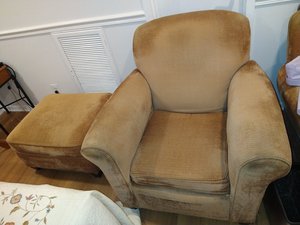 Photo of free Upholstered Armchair and Ottoman (Friendship Heights)