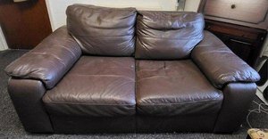 Photo of free Brown faux leather 2 seater sofa (Chaddesden)