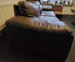 Photo of free Brown faux leather 2 seater sofa (Chaddesden)