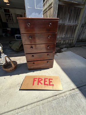 Photo of free Five drawer dresser and dishes (NW DC Friendship/Chevy Chase)
