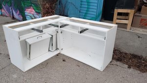 Photo of free Corner cabinet w doors and counter (Greenwood station)