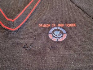 Photo of free Davison school jumper size 36in/91cm ***needs repair*** (Shoreham-by-Sea BN43)