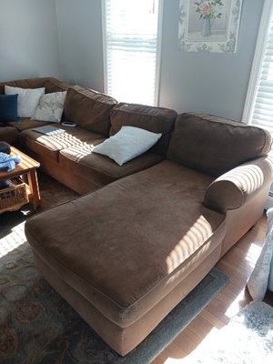Photo of free Brown sectional couch (By Danbury High school)
