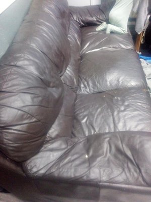 Photo of free Leather 3 and 2 sofas dark brown (Undercliffe BD3)