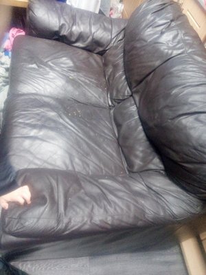 Photo of free Leather 3 and 2 sofas dark brown (Undercliffe BD3)
