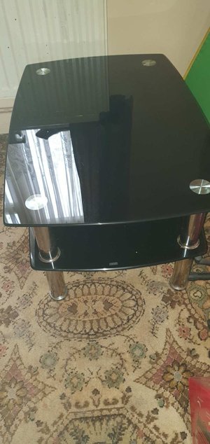 Photo of free Black glass coffee table with chrome legs (Rugeley WS15)