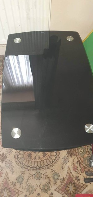 Photo of free Black glass coffee table with chrome legs (Rugeley WS15)