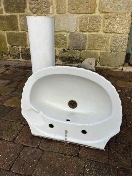 Photo of free White pedestal sink (Pateley Bridge (HG3)) #1