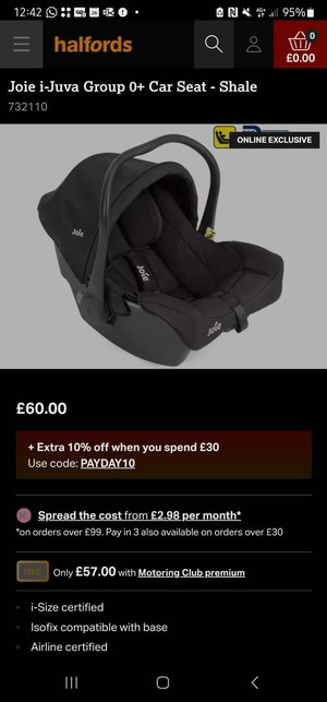 Photo of free Car seat from birth to 6mths (Arlesey)