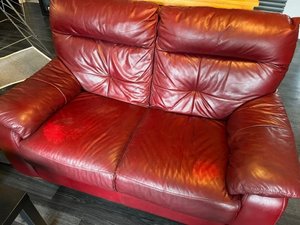 Photo of free Red Leather Two Seat Sofa (Danbury CM3)