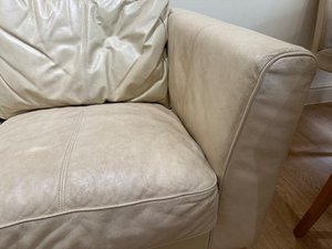 Photo of free Cream leather sofa (Virginia Water GU25)