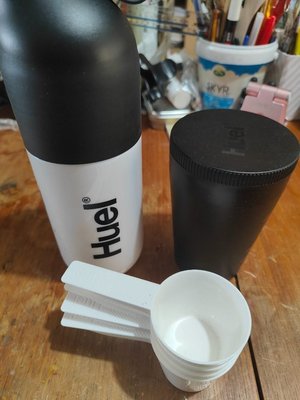 Photo of free Huel measuring cups pot for food and shaker drinks bottle (Lightpill GL5)