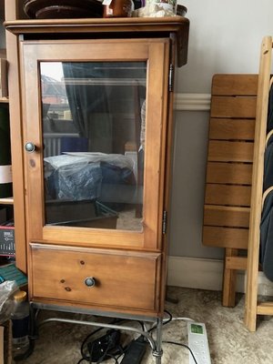 Photo of free Glass-fronted wooden storage unit (Gorse Hill M32)