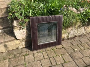 Photo of free Square M&S Mirror with bevelled edge and leather surround (Milber TQ12)