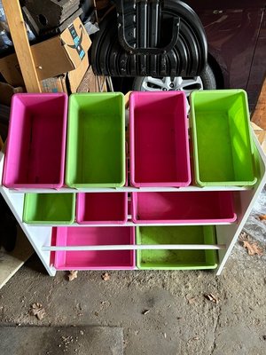Photo of free Storage bins on shelves (32 Ridge Road, 48069)