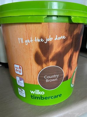 Photo of free Unused 5 litre Brown Timbercare by Wilko (Lichfield WS13)