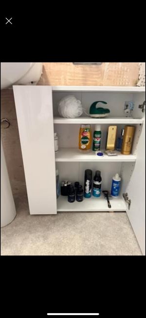 Photo of free White bathroom cabinet with mirror 3 shelves (Woodham Walter CM9)