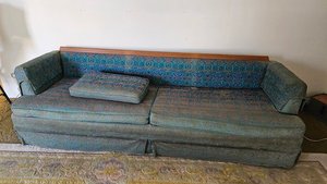 Photo of free Sturdy Couch with Wood Trim (Near STL Galleria)