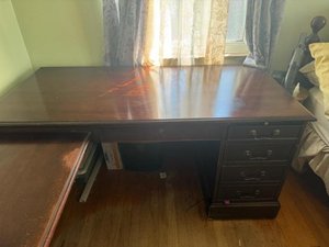 Photo of free Large L shaped solid wood desk (Bethel Park)