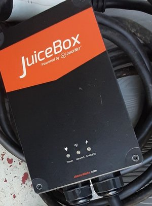 Photo of free juicebox 40 home EV charger (Fairfax, near Bike Museum)