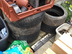 Photo of free 5 tyres for garden or allotment. (Kedleston Road DE1)