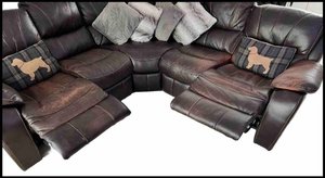 Photo of free Manuel Recliner faux brown leather look sofa suite (Walton-on-Thames KT12)