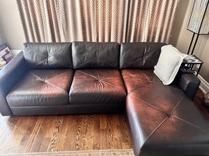 Photo of free REAL LEATHER L-Shaped Couch (North York (Leslie/Lawrence))