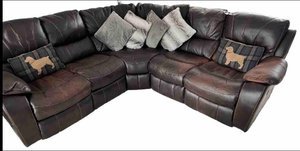 Photo of free Manuel Recliner faux brown leather look sofa suite (Walton-on-Thames KT12)
