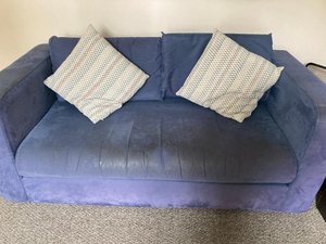 Photo of free Habitat 3 seater blue sofa (Leighton Buzzard LU7)