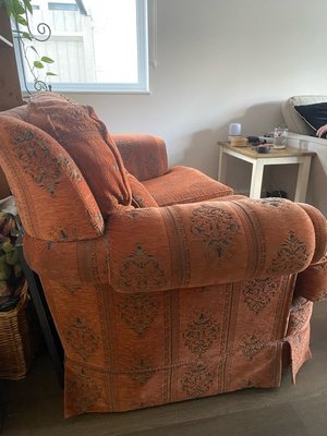 Photo of free Large 2 seater sofa and footstool (Old Woking, GU22)