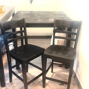 Photo of free Tall black table & 2 chairs (Roosevelt Seattle 98115)