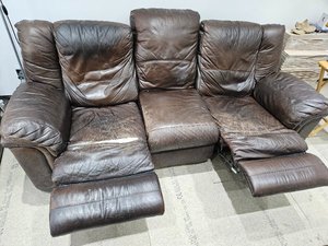 Photo of free Leather recliner sofa 3 seats (Courtlands WD24)