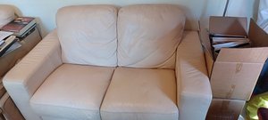 Photo of free Cream leather sofa and chair (Clontarf)