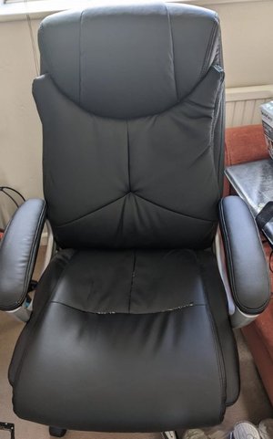 Photo of free Black leather effect office chair (Warsash SO31)
