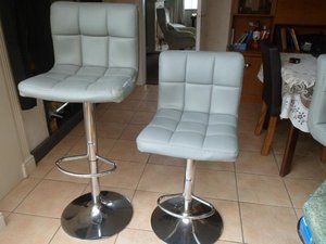 Photo of free Set of 4, Seats for Breakfast Bar. Blue/Grey Faux Leather (Moreton CH46)