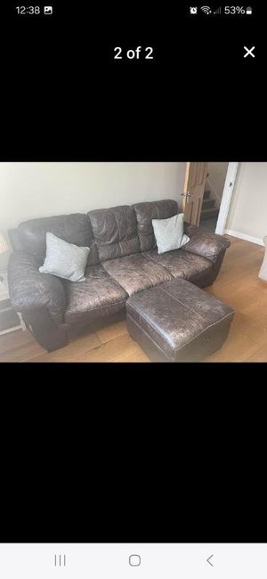 Photo of free Brown Leather 3 seater sofa (Evenjobb LD8)