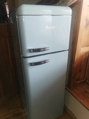 Photo of free Swan blue retro fridge freezer (Wilsden BD15)