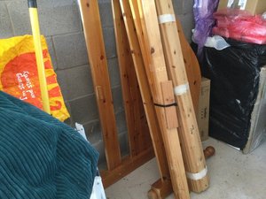 Photo of free Wooden Double bed frame (Bicton Shrewsbury)