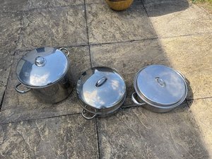 Photo of free 3 large stainless steel stock pots (Yate)