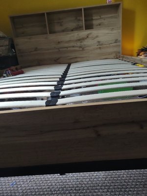 Photo of free DFS Leon Bookcase Headboard King Size Bed Frame (Moorlands LA1)