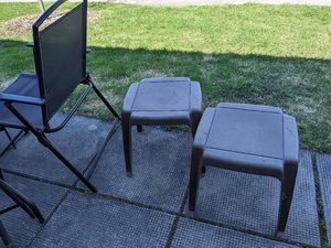 Photo of free 2 brown plastic patio stools (Nepean)
