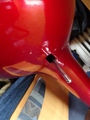 Photo of free Red bar stool with hydraulic height adjustment (Tolworth KT5)