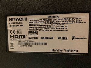 Photo of free Broken Hitachi 43” TV (Oval)