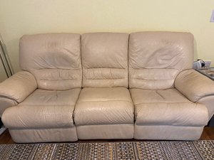 Photo of free Three seater real leather reclining sofa (Corsham)