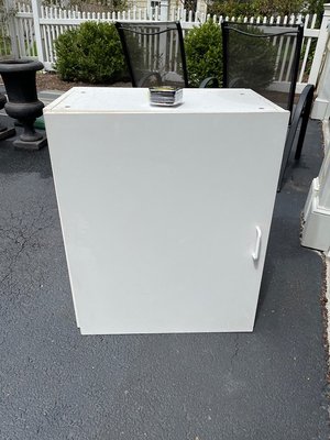 Photo of free White melamine cabinet (between Dascomb and Clark Road)