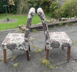 Photo of free Brown & cream floral dining chairs (ST6)