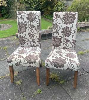 Photo of free Brown & cream floral dining chairs (ST6)