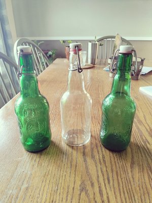Photo of free 3 glass beer bottles swing top (Bedford 76021)