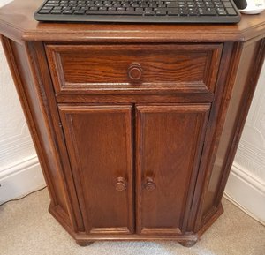 Photo of free Wooden cupboard one shelf and one drawer great for upcycling (Hollins BL9)